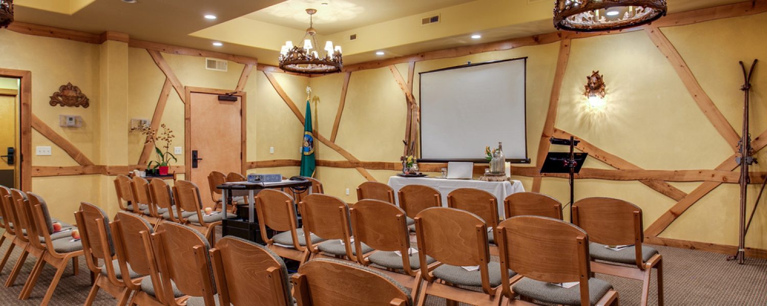 Conference room with rows of chairs